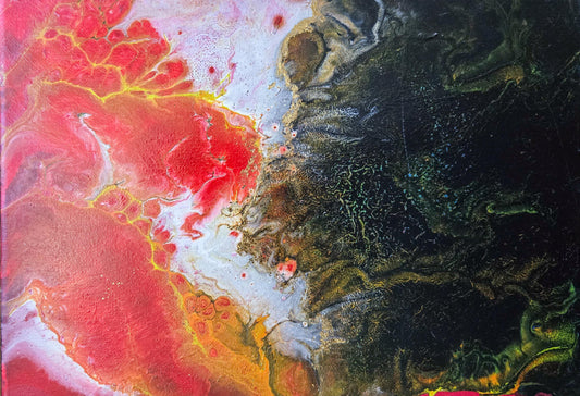 Twin Flames 9 x 12 original painting acrylic pour