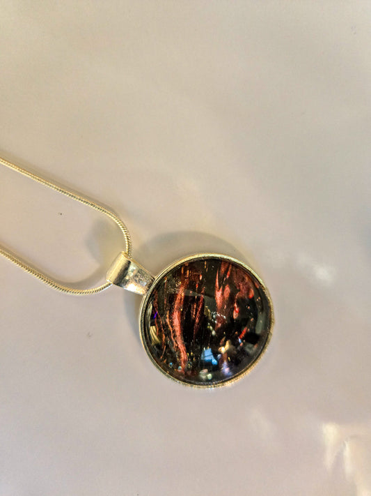 18 inch silver plated acrylic pour necklaces - red