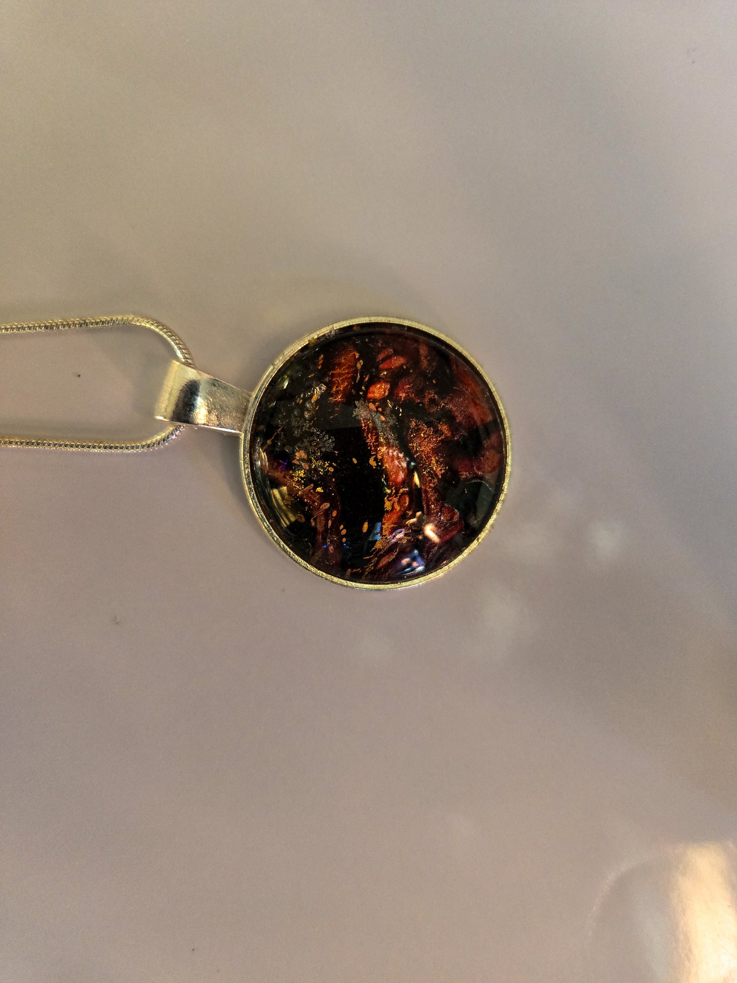 18 inch silver plated acrylic pour necklaces - red