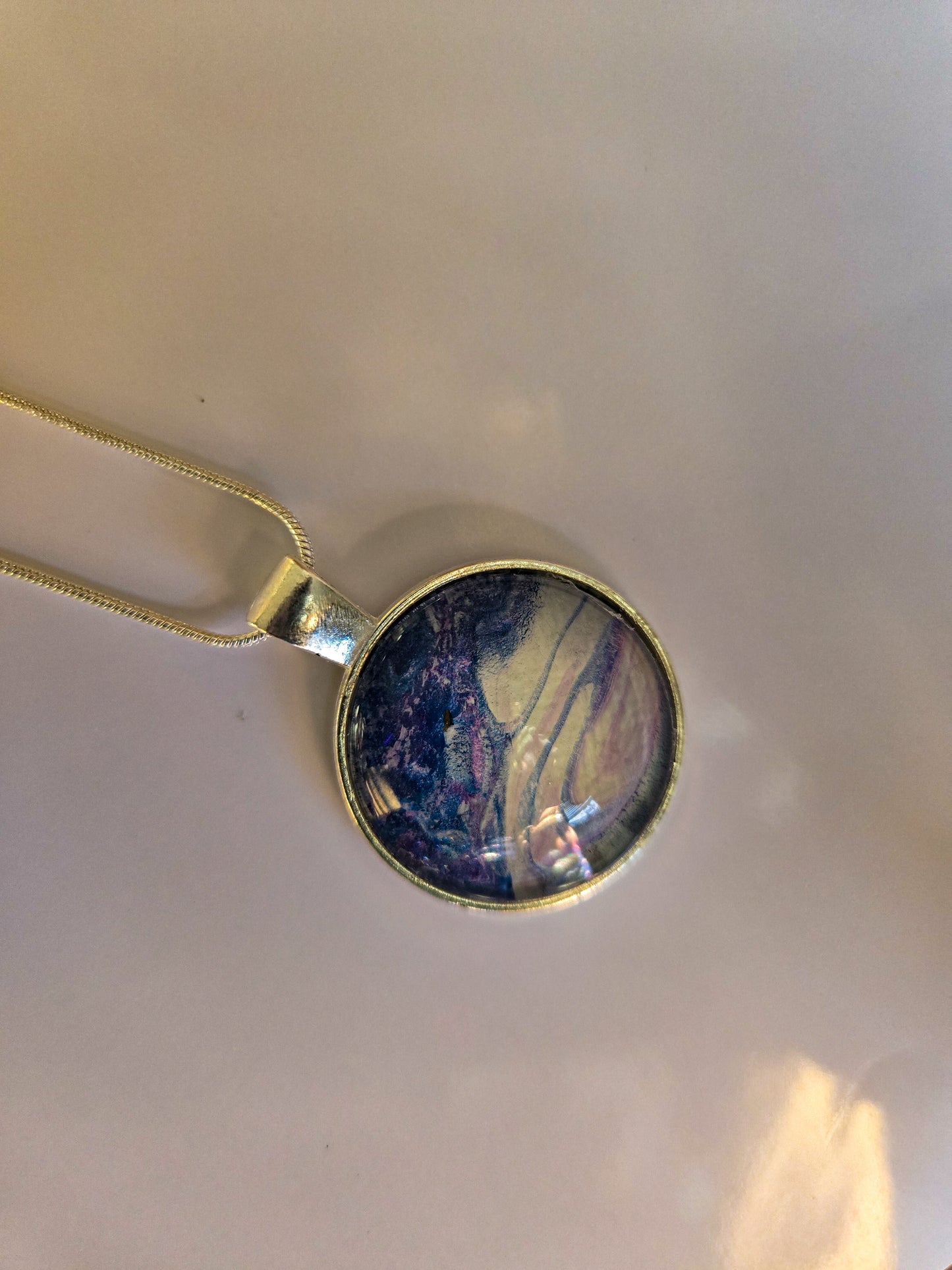 18 inch silver plated acrylic pour necklaces - Pink/Purple