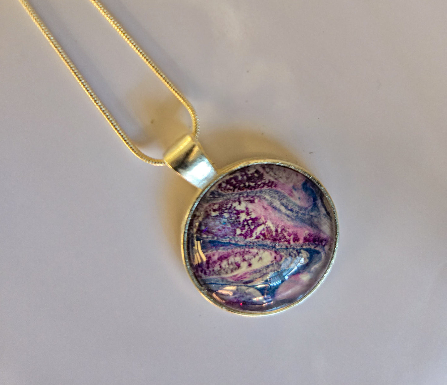 18 inch silver plated acrylic pour necklaces - Pink/Purple