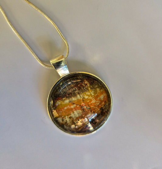 18 inch silver plated acrylic pour necklaces - Yellow