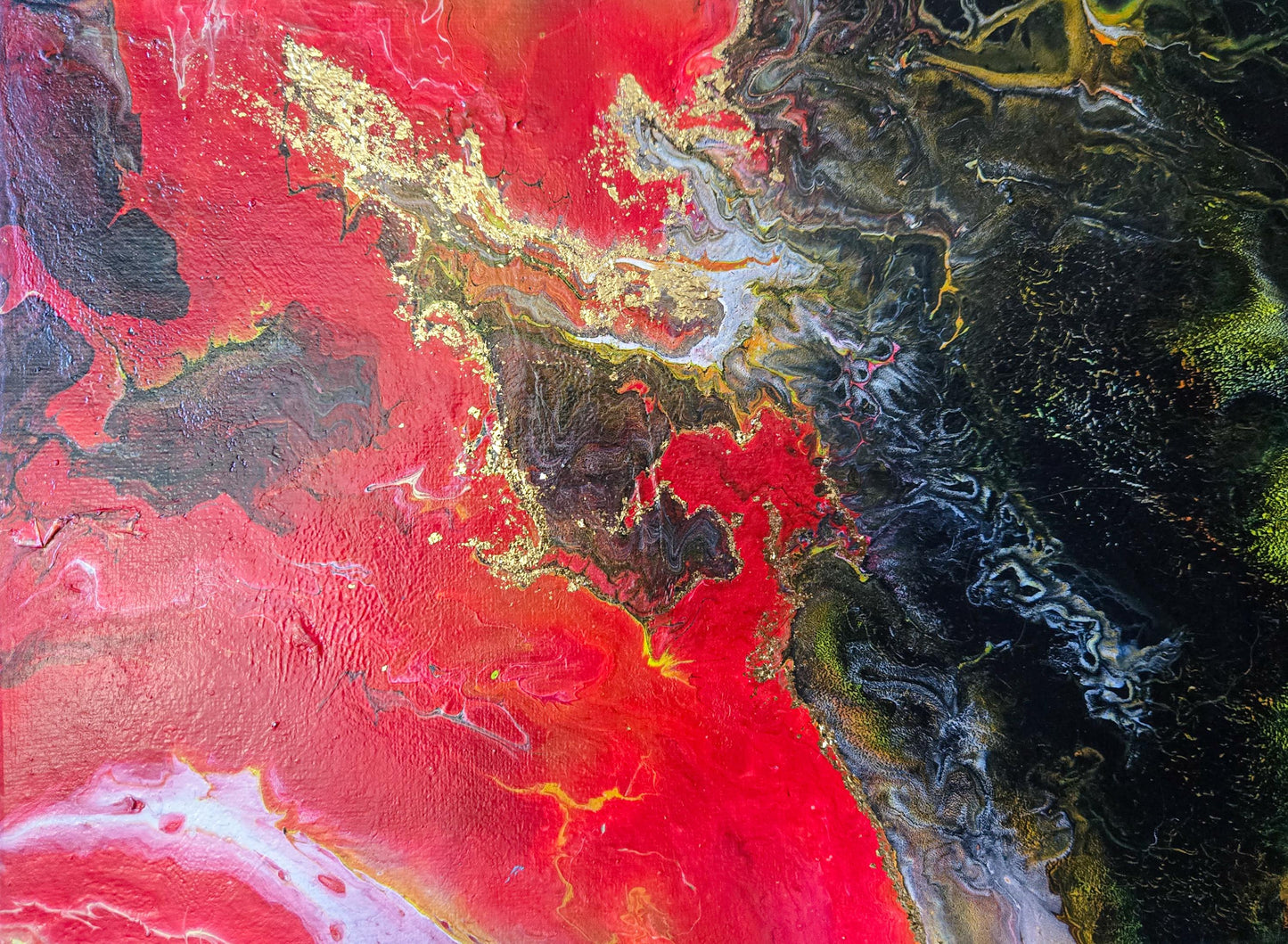 Twin Flames 9 x 12  original painting acrylic pour