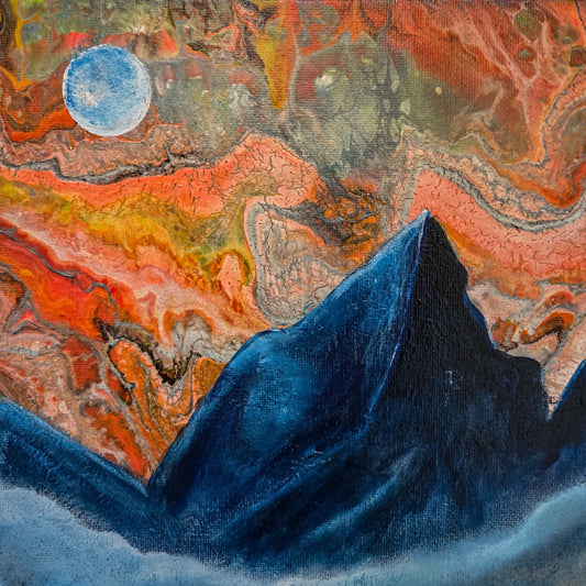 Orange Sky 8 x 8 Original Painting