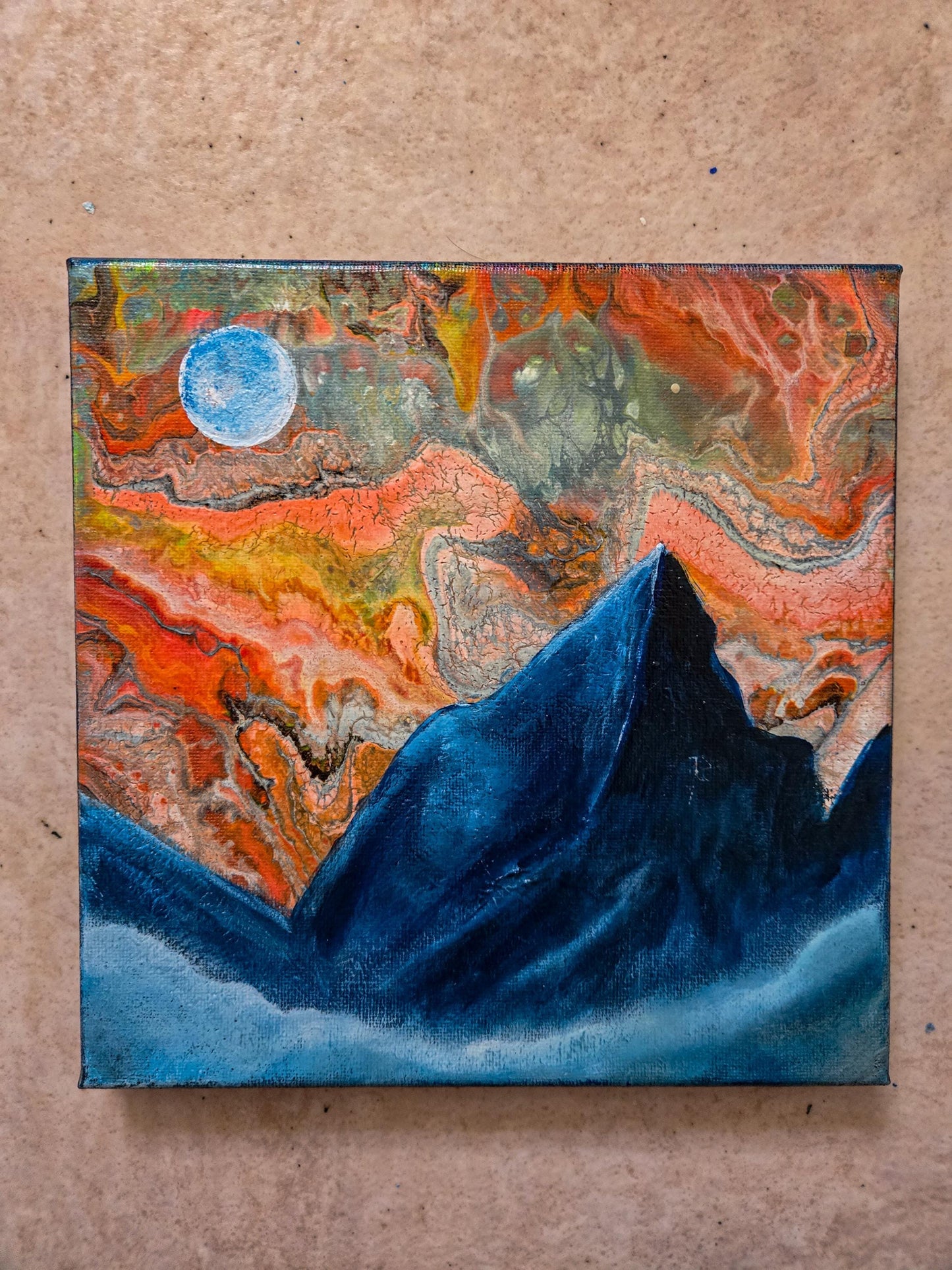 Orange Sky 8 x 8 Original Painting